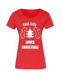 Kerst T-shirt "This Girl Loves Christmas" Dames